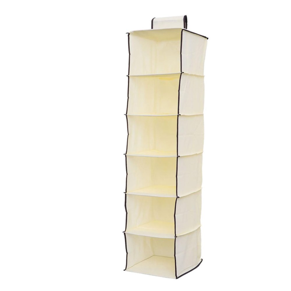 Amosfun 1-Piece 6-Hanging-Bag Handbag Closet Organizer, Beige