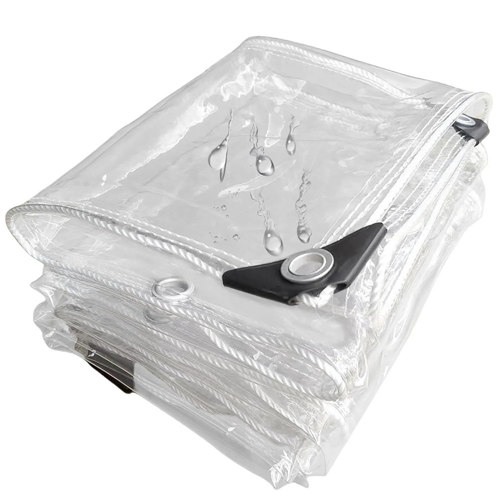 Transparent Garden Furniture Cover 8 x 11 m, Waterproof Tear-Resistant Tarp with Grommets