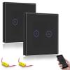 BSEED Smart 2-Gang 2-Way Wi-Fi Light Switch, Alexa & Google Home Compatible, Glass Touch, Smart Life App, Timer, Black, No Neutral Wire, 2-Pack view 1