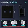 BSEED Smart 2-Gang 2-Way Wi-Fi Light Switch, Alexa & Google Home Compatible, Glass Touch, Smart Life App, Timer, Black, No Neutral Wire, 2-Pack view 2