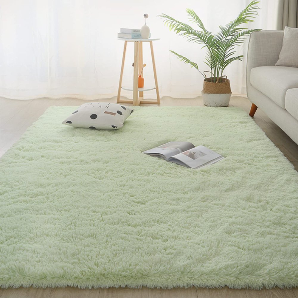 Jyswx Shaggy Area Rug for Living Room, Plush High-Pile, Washable, 200 x 280 cm, Green