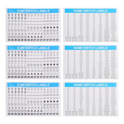 ECSiNG 6-Piece Light Switch Stickers, 21.6 x 14 cm, Transparent Black Text and Patterns