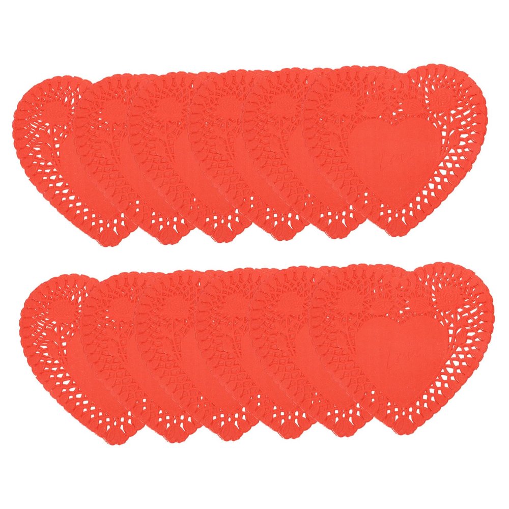 BUGUUYO 100-Count Mini Heart Paper Doilies for Weddings, Valentine's Day & Parties