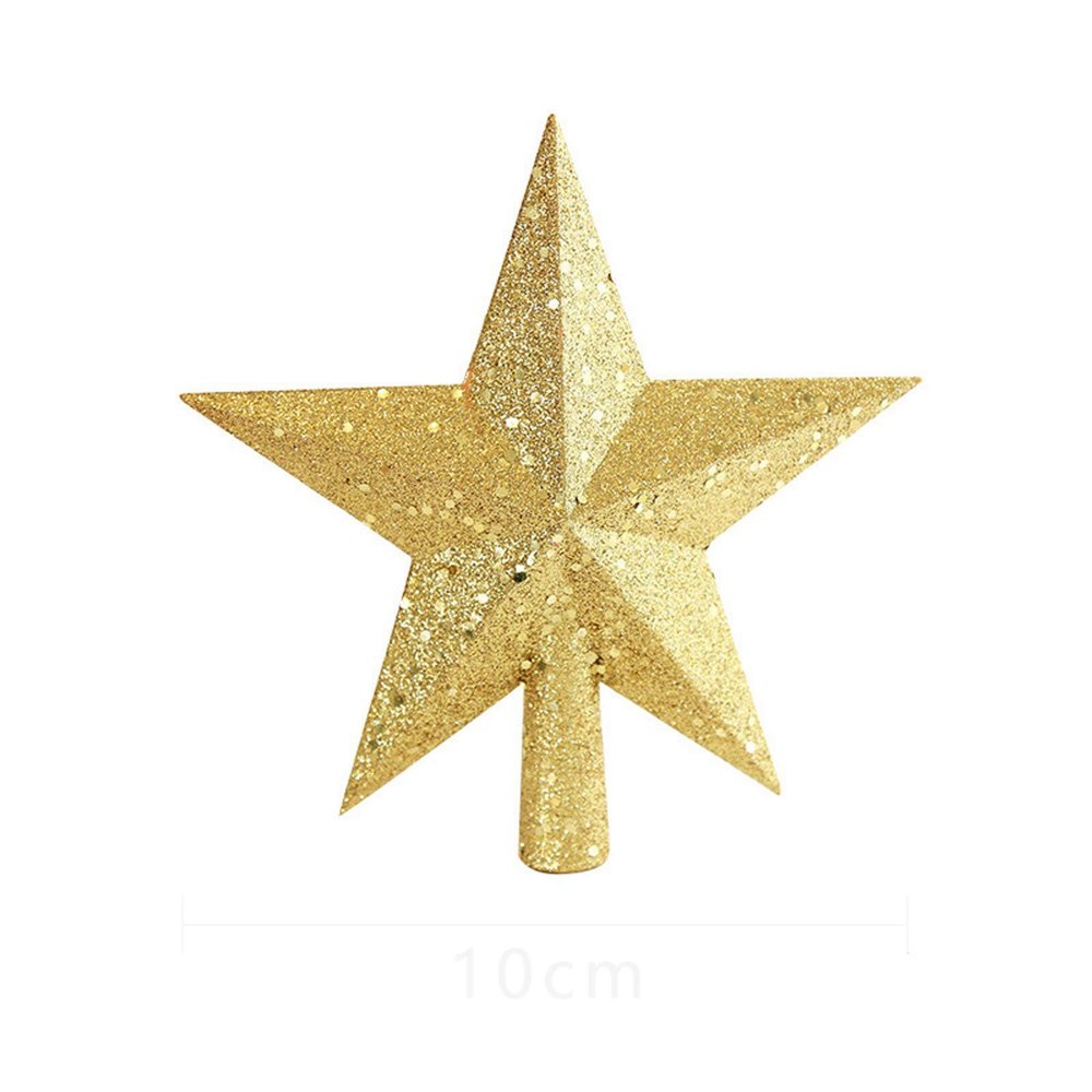 Glitter Star Christmas Tree Topper, Plastic, Gold