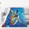 ETASUIOL Ultra-Soft Micro-Fleece Blanket with Turtle and Colorful Fish view 1