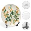 NTVOWPZO Decorative Bone China Plate with Gold-Green Botanical Branches view 4
