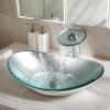 GLOBAOSALU Oval Glass Vessel Sink Set, 55.9 x 35.6 cm, Silver view 1