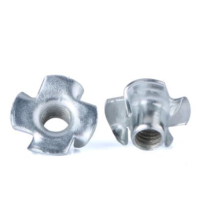 5-Pack M4 Zinc-Plated Four-Prong T-Nuts for Furniture