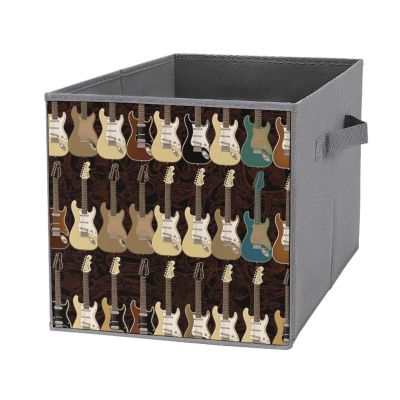 VFMNT Fabric Storage Cube with Handles, Guitar Pattern, 27 x 27 x 27 cm