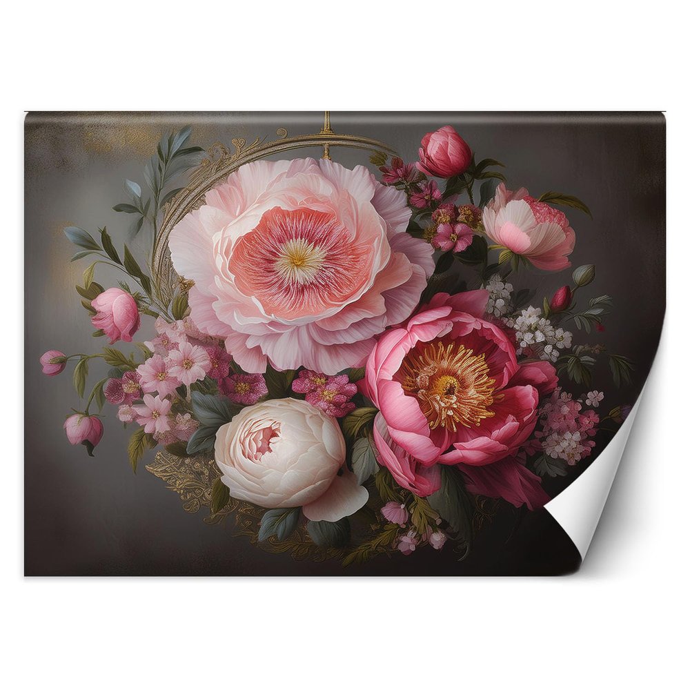 Feeby 3D Nonwoven Photo Wallpaper, Pink Nature Leaf Flowers, 300 x 210 cm