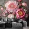 Feeby 3D Nonwoven Photo Wallpaper, Pink Nature Leaf Flowers, 300 x 210 cm view 2
