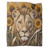 Sunflower and Wheat Straw Printed Flannel Throw Blanket, Lion Face Pattern, 40 x 50 in view 1