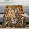 Sunflower and Wheat Straw Printed Flannel Throw Blanket, Lion Face Pattern, 40 x 50 in view 2