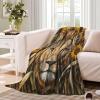 Sunflower and Wheat Straw Printed Flannel Throw Blanket, Lion Face Pattern, 40 x 50 in view 3