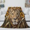 Sunflower and Wheat Straw Printed Flannel Throw Blanket, Lion Face Pattern, 40 x 50 in view 4