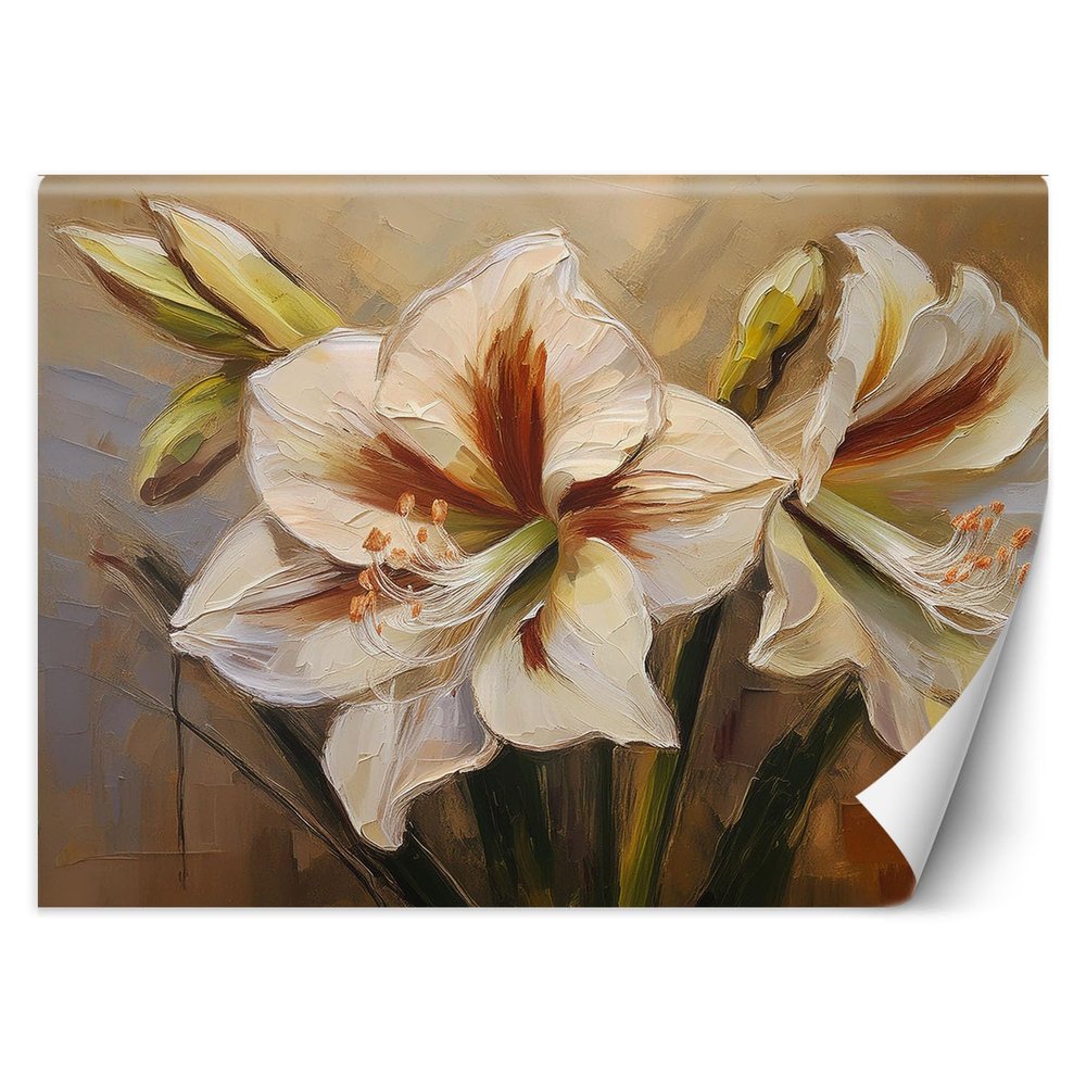 Feeby 3D Wallpaper, 200 x 140 cm, White Painted Flower