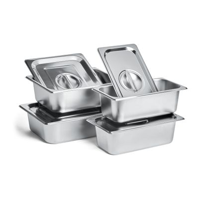 BURNHARD 4-Piece Food Container Set for Outdoor Side Cart, 2 x GN 1/2