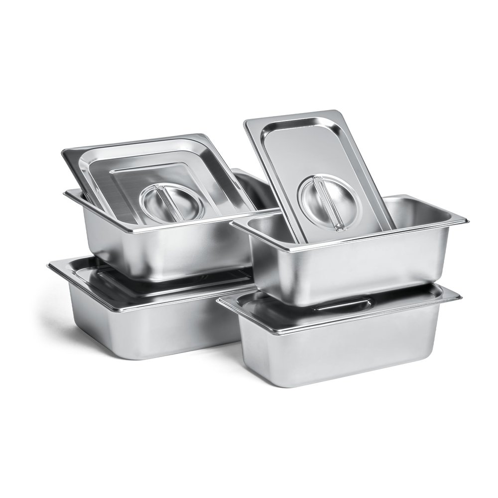 BURNHARD 4-Piece Food Container Set for Outdoor Side Cart, 2 x GN 1/2