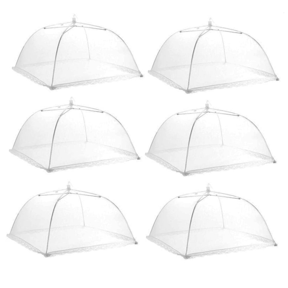 Warmhm 16-Inch White Food Mesh Covers, 6-Pack, Foldable