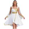 Rswnyirn Women's Greek Goddess Costume, Roman Queen Cosplay Toga Mini Dress, White, M view 1