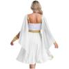 Rswnyirn Women's Greek Goddess Costume, Roman Queen Cosplay Toga Mini Dress, White, M view 2
