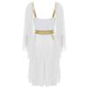 Rswnyirn Women's Greek Goddess Costume, Roman Queen Cosplay Toga Mini Dress, White, M view 4