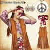ATOWORLD Women's Hippie Costume Set with Fringe Vest, Flared Pants and Boho Accessories view 3