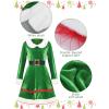 KANMUASD Women's 5-Piece Christmas Elf Costume Set with Velvet Dress, Belt, Hat, Shoes and Socks view 2