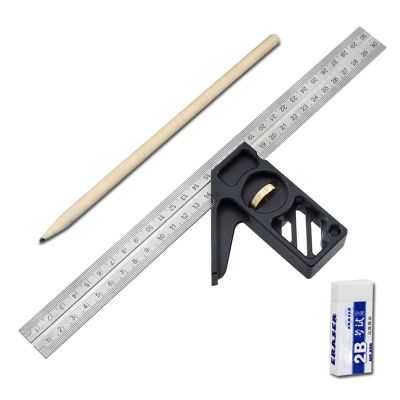 Adjustable 30 cm Combination Spirit Level Ruler, Protractor and Measuring Tool Set, Stainless Steel and Aluminum