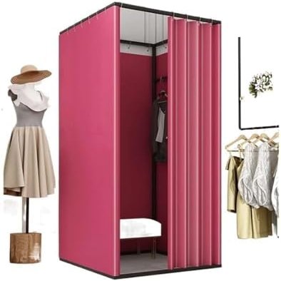 SIAMZYWV Portable Freestanding Changing Room, Square Design with Thick Carbon Steel Tubes and Sun-Shielding Dressing Area
