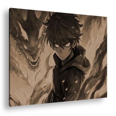 Sepia Canvas Print: Warrior with Flames in His Eyes, 100 x 70 cm
