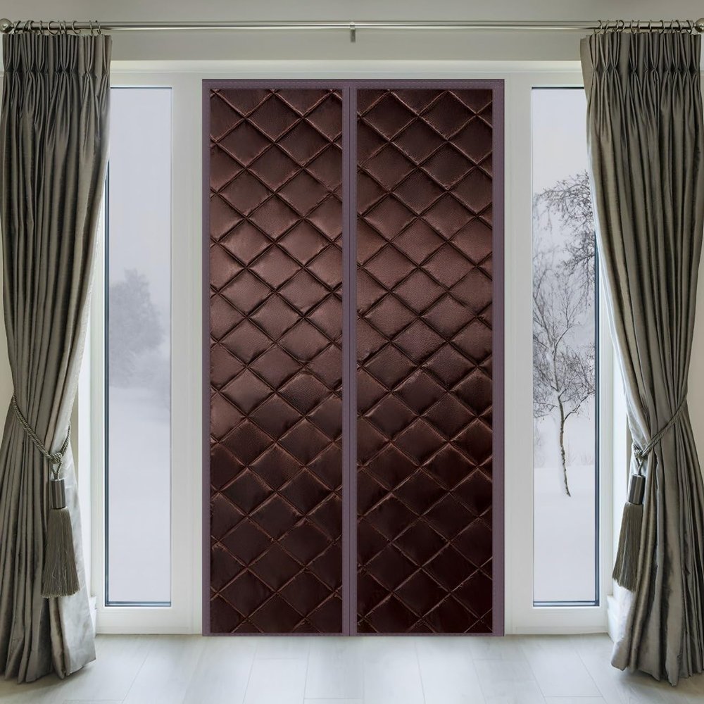 Magnetic Thermal Insulated Door Curtain, 225 x 265 cm, Brown
