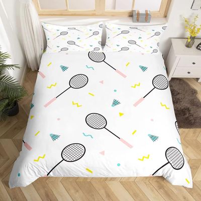 BJCJGGL White Badminton Duvet Cover Set, 240 x 220 cm, with 2 Pillowcases
