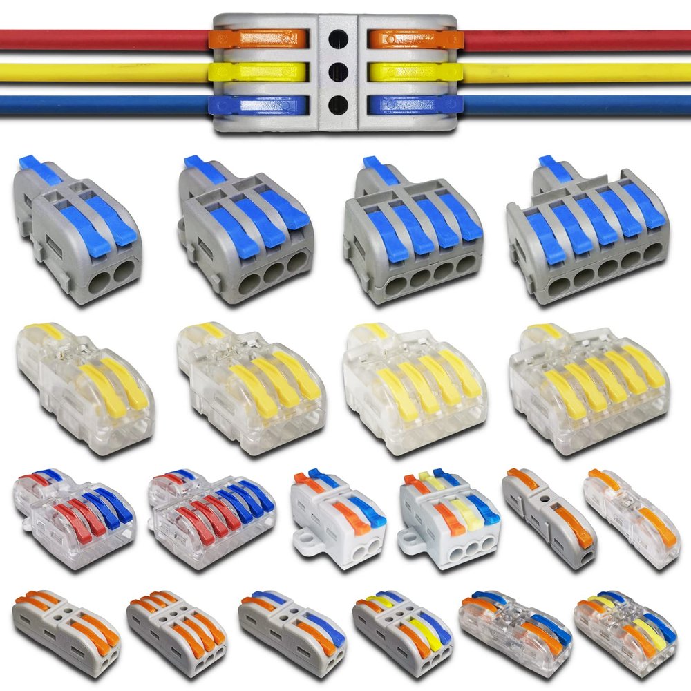 IINKUEYK 1-in-Multiple-Out Quick-Wiring Connector Splitter Cable, Push-In Combined Butt Splice Terminal Block 212 SPL (KV227-3P C, One Size)