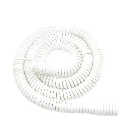 Coiled Spiral 3-Core White Power Cable, 22AWG/18AWG/15AWG/13AWG, 5 m Extendable Spring Cable (18AWG)