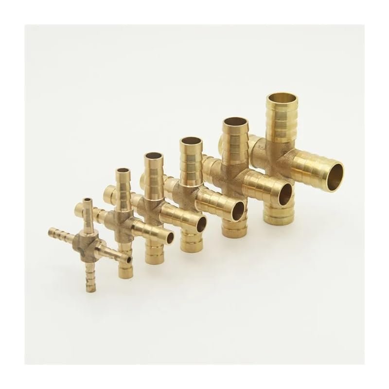 1pc Copper Pipe Fitting, Four-Way Cross Hose Barb Joint, 4/6/8/10/12/14/16/19/25 mm, IINKUEYK (19 mm)