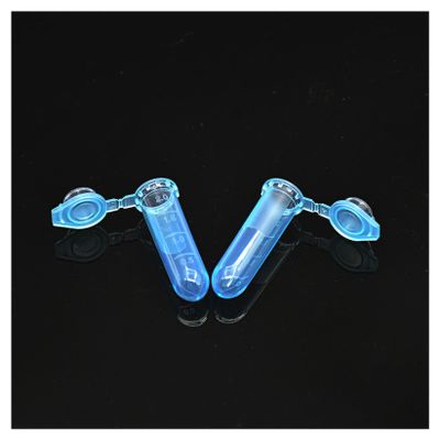 PRCR 2 mL Centrifuge Tubes, Blue Plastic, Locking Lid, Round Bottom, Graduated, 500/Pack