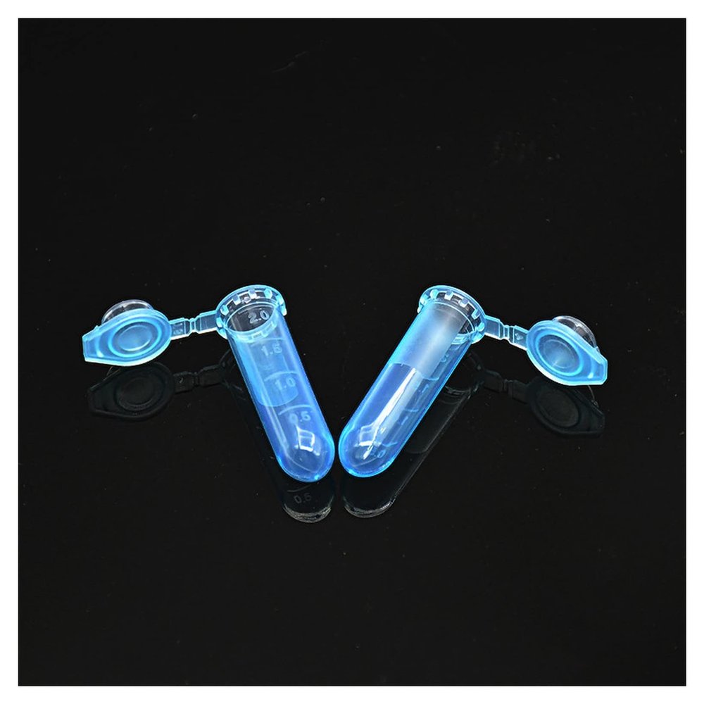 PRCR 2 mL Centrifuge Tubes, Blue Plastic, Locking Lid, Round Bottom, Graduated, 500/Pack