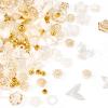 PandaHall 100 g Assorted Acrylic Beads with Gold Spacers, Flower, Leaf, Bow and Mermaid Tail view 1
