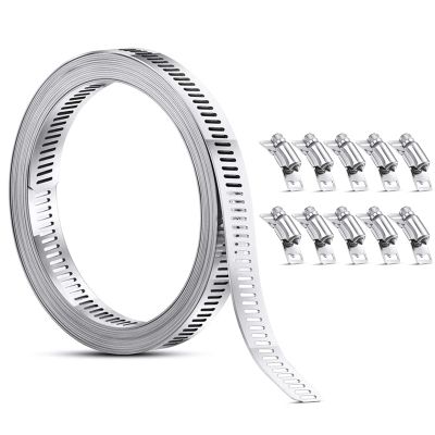 304 Stainless Steel Worm-Drive Hose Clamp, 2.5 m Band with Fasteners