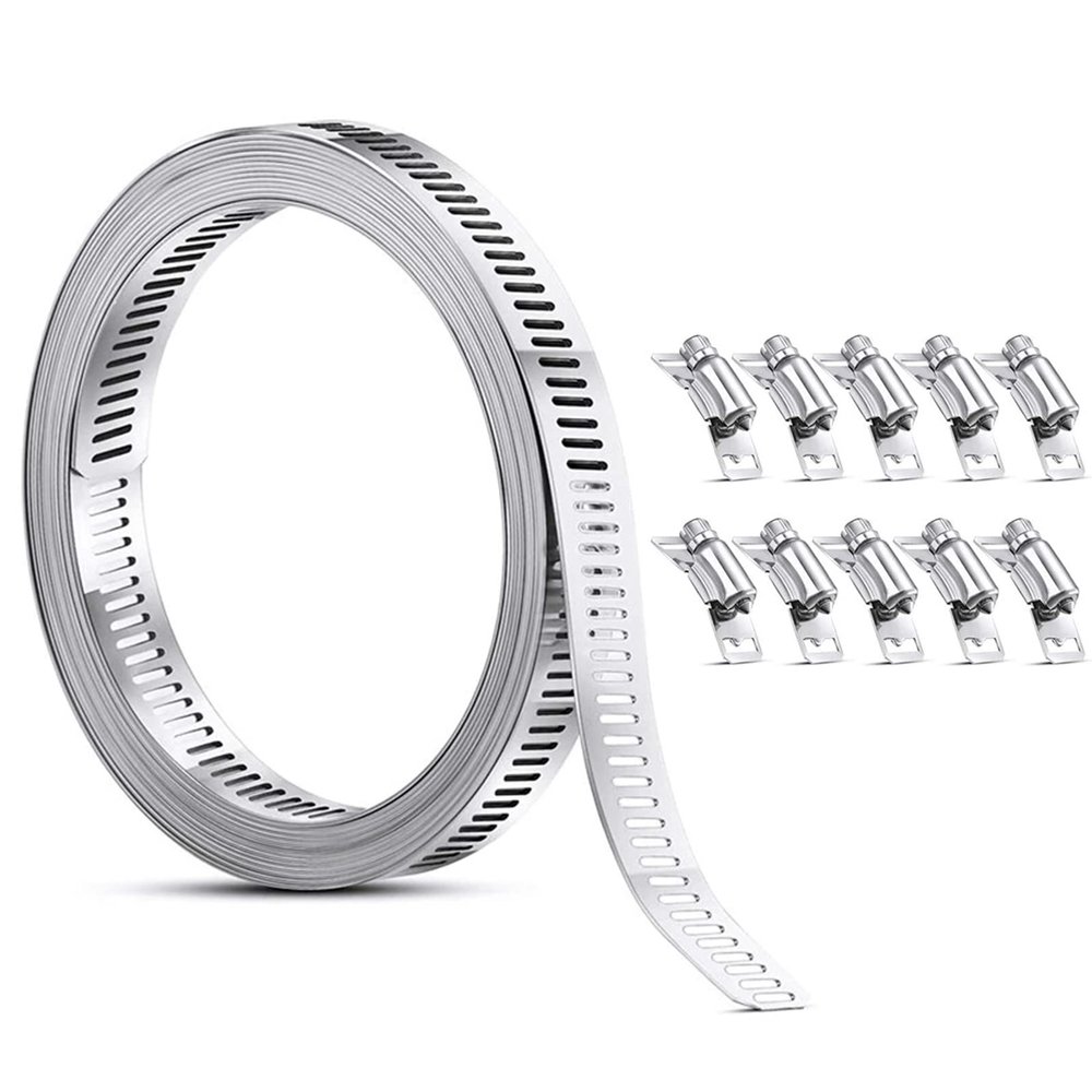 304 Stainless Steel Worm-Drive Hose Clamp, 2.5 m Band with Fasteners