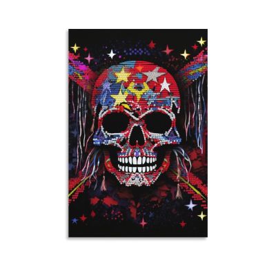 DHBANEIOK Skeleton Canvas Wall Decor Print, 16 x 24 in (40 x 60 cm)