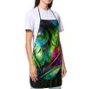 Kitchen Apron with Colorful Tropical Leaf Pattern, Pocket, Waterproof, Adjustable, Garden Apron for Cooking, Men and Women, White, One Size view 4