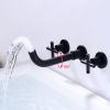 ASerZenith Wall-Mounted Bathroom Faucet, Basin Mixer with 20 cm Spout, Cross Handle, Hot and Cold view 2