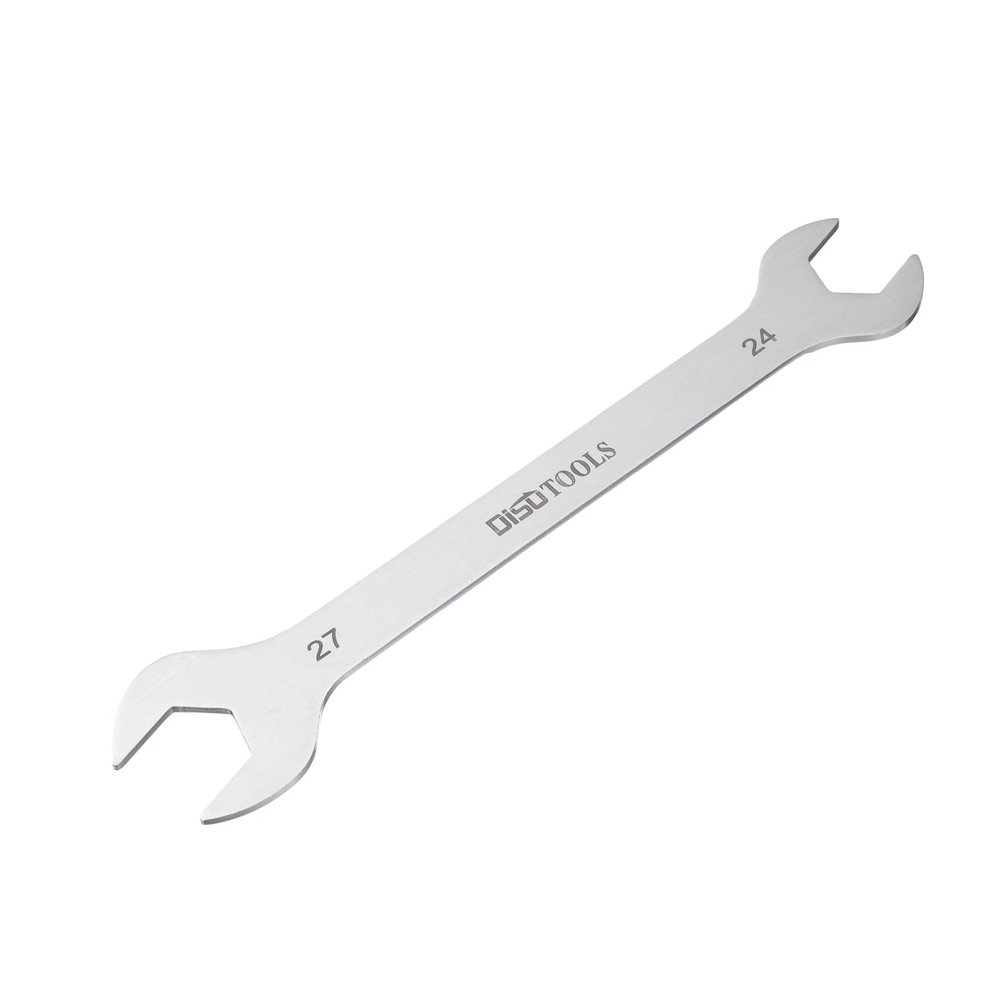 Sourcing Map Thin Open-End Wrench, 24 mm x 27 mm, Metric, Sandblasted 3Cr13 Stainless Steel