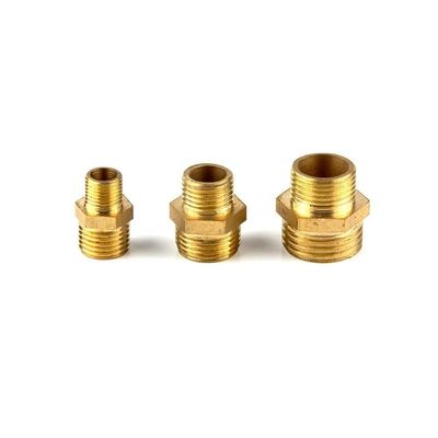 1/8"–1" Brass Reduced Male-Thread Butt-Joint Adapter for Pneumatic, Water Heating, Oil, and Gas