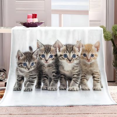 Cozy Blanket 100 x 150 cm, Warm Sherpa Throw with Gray Animal Print