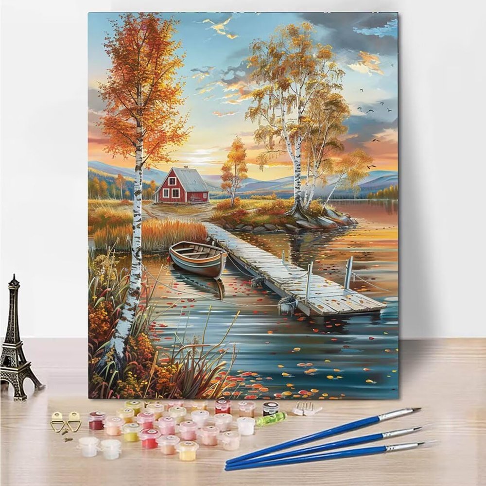 RNXAOPEN Paint by Numbers for Adults, DIY Autumn Farm Canvas Kit, Unframed, 70 x 95 cm, 1126-9