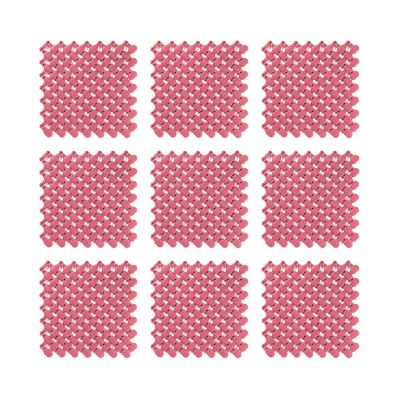 Interlocking Non-Slip Rubber Drainage Mats, Red, 22 x 22 cm, 10-Pack