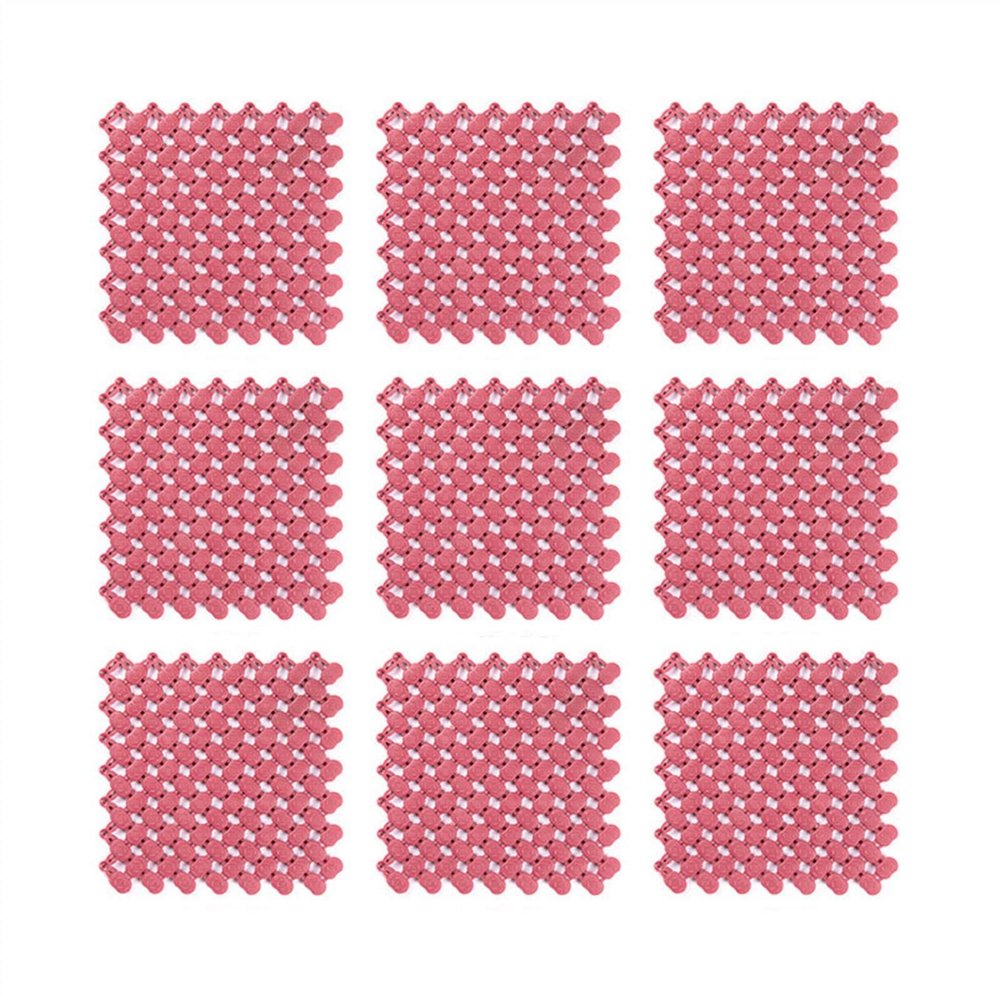 Interlocking Non-Slip Rubber Drainage Mats, Red, 22 x 22 cm, 10-Pack